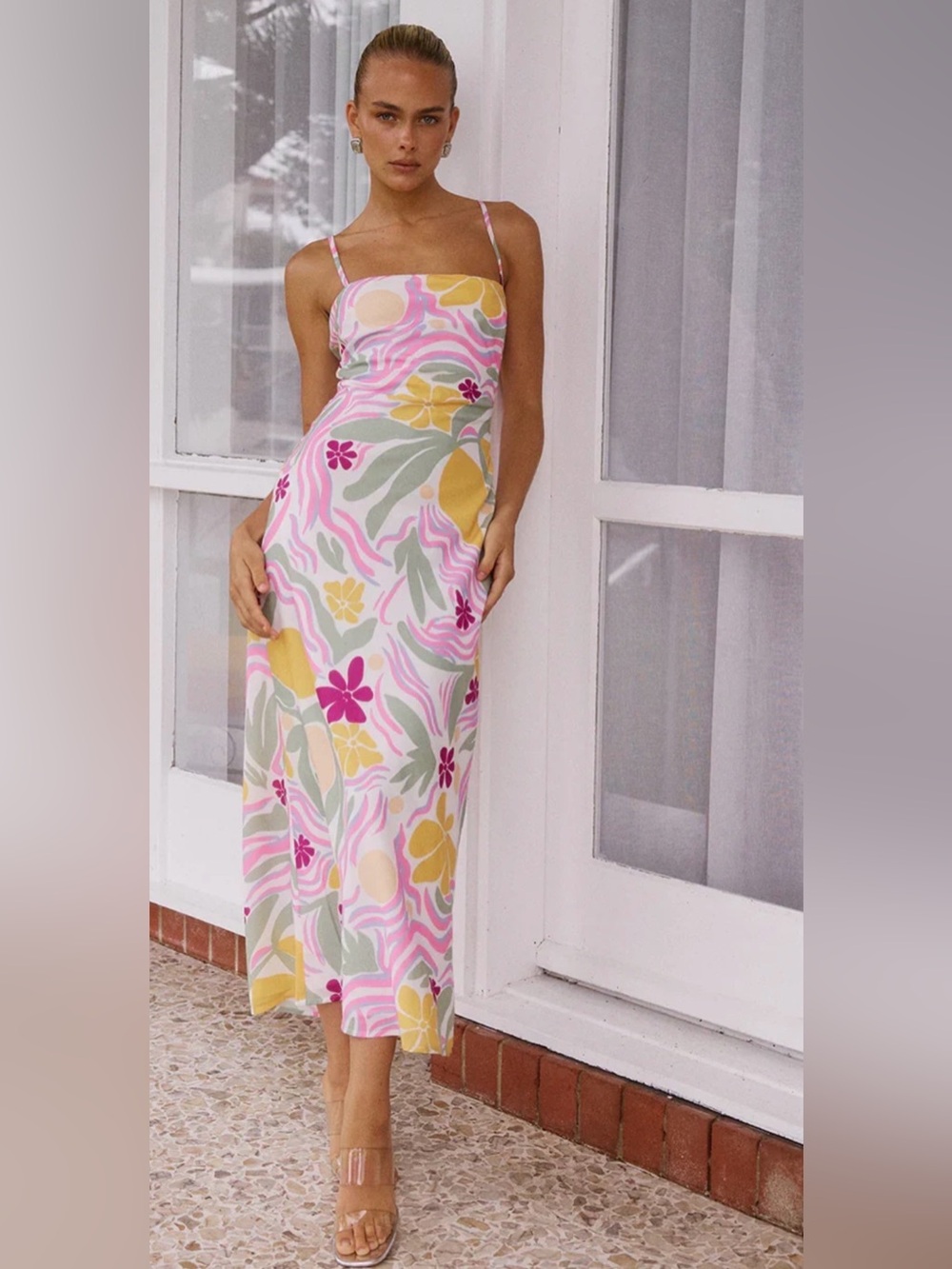 7 Wonders Aveline Midi Dress Adjustable Tie Back Size 6